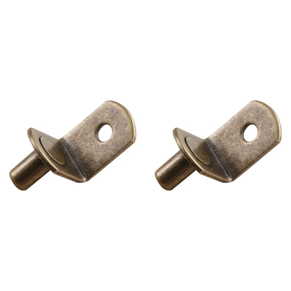 CSSJKYJ 2PCS Shelf Support Peg,1/4 Inch Diameter Shelf Bracket Pegs with Hole,Nickel Plated L-Shaped Clips for Kitchen & Bookcase Shelf Cabinet Furniture Closet Shelf Pins Support(Antique Green)