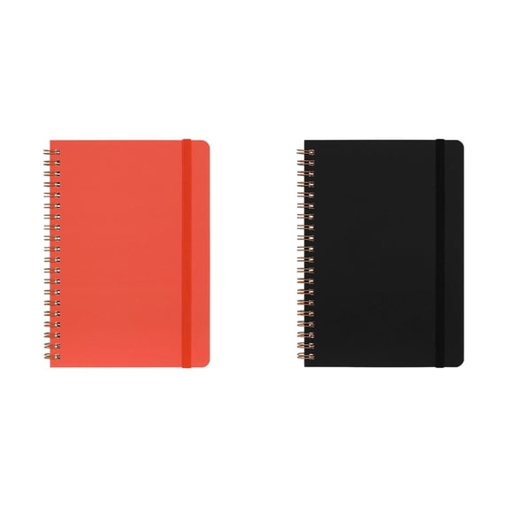 CSSJKYJ 2PCS Small Spiral Notebook 5x7", Notebooks for Note Taking, Morandi Journal Notebook,Work Notebook Small Notebooks 5x7" with Strap, Cute Notebooks for Women 60 Sheets/Note Books(Red & Black)