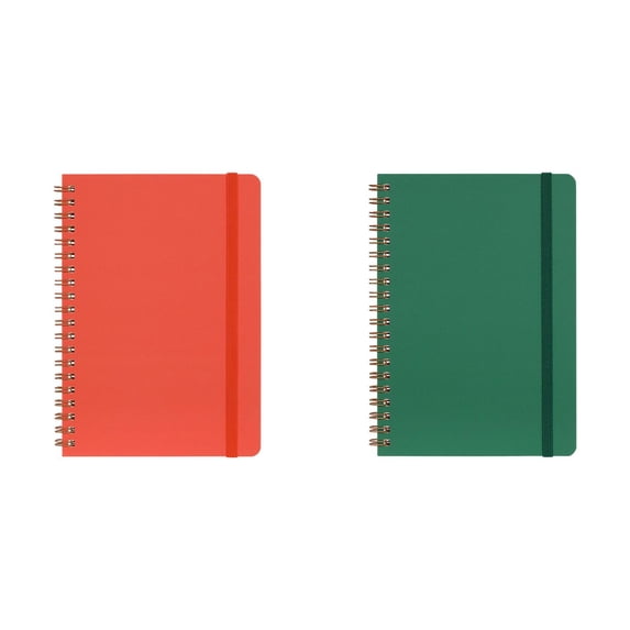 CSSJKYJ 2PCS Small Spiral Notebook 5x7", Notebooks for Note Taking,Morandi Journal Notebook, Work Notebook Small Notebooks 5x7" with Strap, Cute Notebooks for Women 60 Sheets/Note Books(Green & Red)
