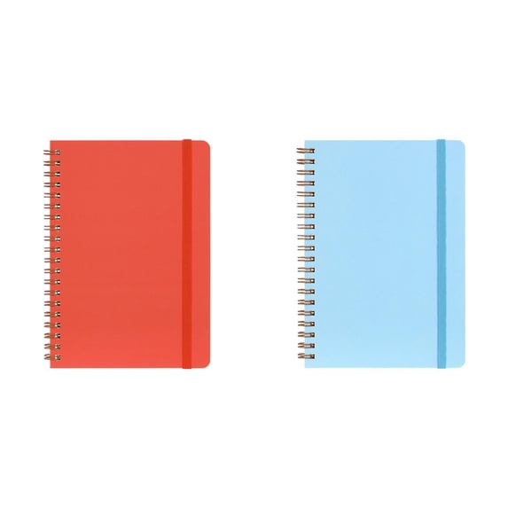 CSSJKYJ 2PCS Small Spiral Notebook 5x7",Notebooks for Note Taking,Morandi Journal Notebook, Work Notebook Small Notebooks 5x7"with Strap,Cute Notebooks for Women 60 Sheets/Note Books(Sky Blue & Red)