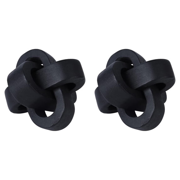 CSSJKYJ 2PCS Wood Knot Chain Link Decor - 3 Link Boho Wooden Hand Carved Decorative Wooden Links Knots for Coffee Table Entryway Modern Farmhouse Shelf Decoration (Black)