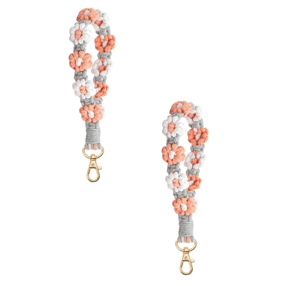 CSSJKYJ 2Pcs Boho Macrame Keychain Wristlet Keychain Weave Exquisite Keyring Holder for Women(Available Multi Colors)