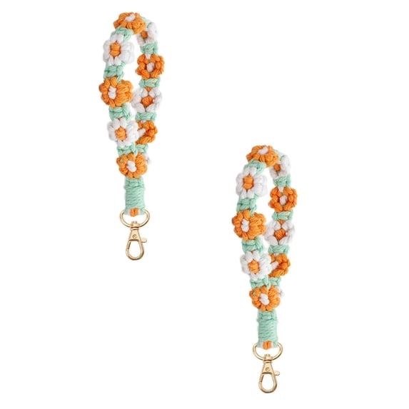 CSSJKYJ 2Pcs Boho Macrame Keychain Wristlet Keychain Weave Exquisite Keyring Holder for Women(Available Multi Colors)