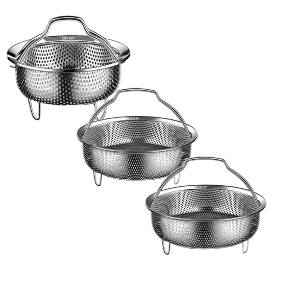 CSSJKYJ 3 Pack(S,M,L)Stainless Steel Steamer Basket - Vegetable & Dumpling Steamer Insert for Pots, Accessories with Handles & Feet, Multi-Purpose Mesh Strainer for Cooking, Fruits