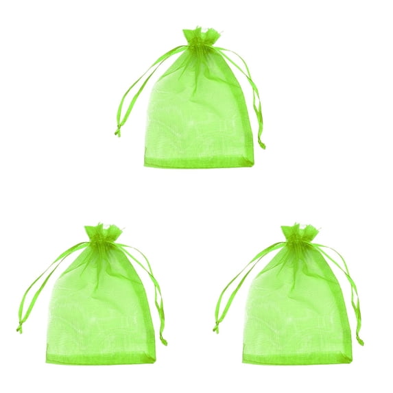 CSSJKYJ 3Pcs Fruit Protection Bag, 8 x 12 Inch Green Netting Cover Bags with Drawstring, Pest Barrier for Trees, Garden Cover Mesh Bags for Plant Fruit, Flower and Vegetables,Green