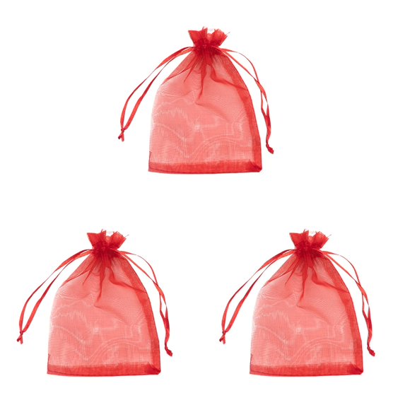 CSSJKYJ 3Pcs Fruit Protection Bag, 8 x 12 Inch Green Netting Cover Bags with Drawstring, Pest Barrier for Trees, Garden Cover Mesh Bags for Plant Fruit, Flower and Vegetables,Red
