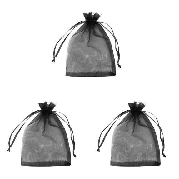 CSSJKYJ 3Pcs Fruit Protection Bag, 8 x 12 Inch Green Netting Cover Bags with Drawstring, Pest Barrier for Trees, Garden Cover Mesh Bags for Plant Fruit, Flower and Vegetables,Black