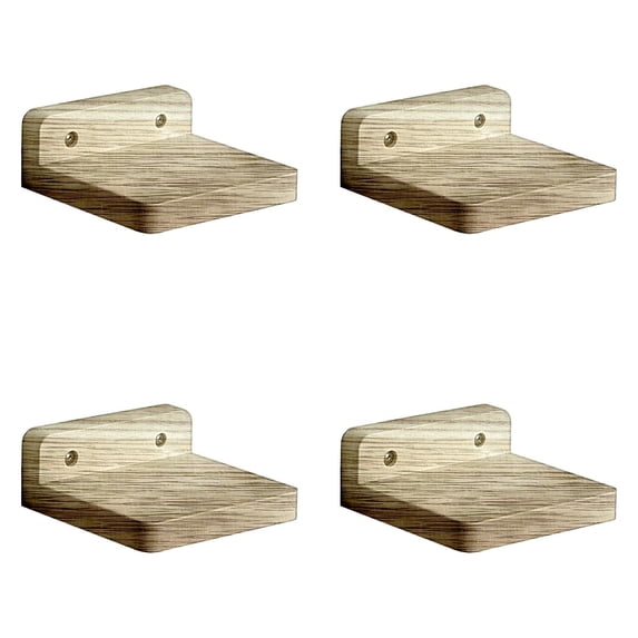 CSSJKYJ 4 Pack Small Floating Shelves, 5x5 Inches Wall Shelf, Rustic Wood Small Wall Mounted Shelves for Bedroom, Living Room, Kitchen, Bathroom Decor (Beige)