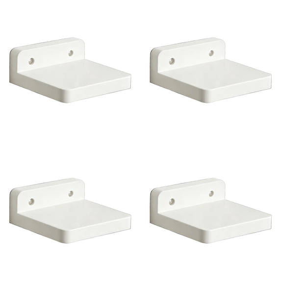 CSSJKYJ 4 Pack Small Floating Shelves, 5x5 Inches Wall Shelf, Rustic Wood Small Wall Mounted Shelves for Bedroom, Living Room, Kitchen, Bathroom Decor (White)