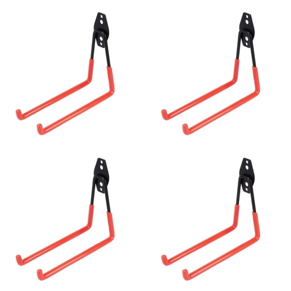 CSSJKYJ 4PCS Garage Hooks Heavy Duty Utility Steel with Anti-Slip Coating Wall Mount Storage Organizer for Hanging Power and Garden Tools, Ladders, Hose, Bikes, Ropes, Bulk Items, and More