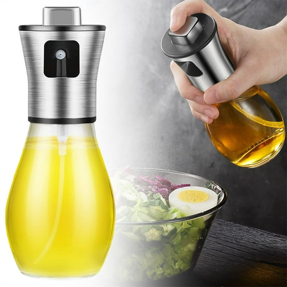CSSJKYJ 6.8oz/200ml Glass Olive Oil Sprayer for Cooking - Olive Oil Dispenser for Kitchen Gadgets, Air Fryer, Salad, and BBQ - Black