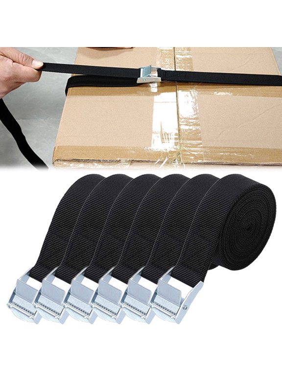 6 Pcs Tie Down Straps 1.2"x118" Tension Belts Adjustable Straps Luggage with Buckle for Motorcycles Trucks Cargo Trailer(Black)