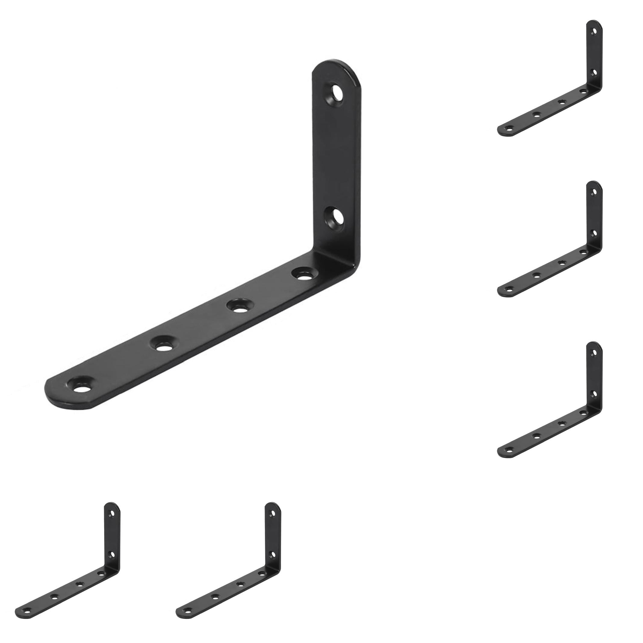 CSSJKYJ 6PCS Corner Brace Shelf Bracket Heavy Duty Black Steel L Corner Brace, Decorative Joint Angle Bracket for Shelf 5 InchX3 Inch Shelves Wall Hanging Bracket with Screws