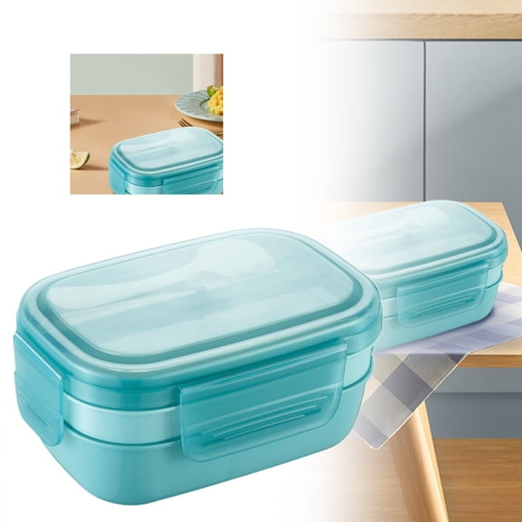 CSSJKYJ Box Lunch Box Neutral Lunch Box Stackable Split Lunch Box 67 Ounces Built In Cutlery 3 Compartments Microwave and Dishwasher,Light Blue