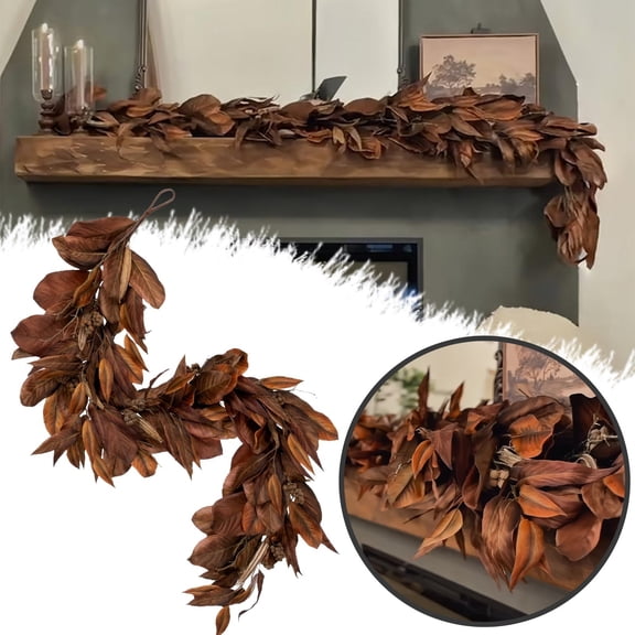 CSSJKYJ Brown Garland 71" Long Dried Garland for Christmas Decor Rustic Farmhouse Mantel Garland Natural Fall Wreath for Wall Window Fireplace Table Decor Winter Holiday Home Decoratio