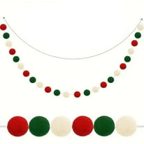 CSSJKYJ Christmas Garland with Cute Hanging Red White Green Pompom & Bead Ornaments,Xmas Festive Banner String Decorations for Tree & Indoor Home Room,Perfect for Homes,Apartments,Christmas
