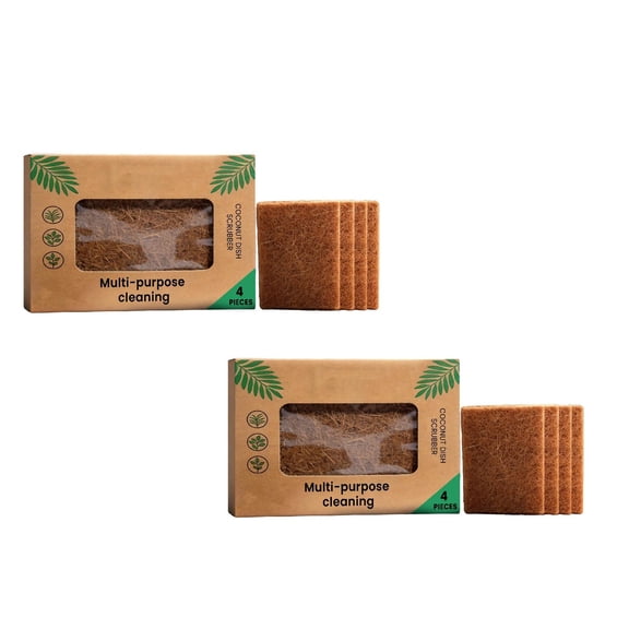 CSSJKYJ Coconut Dish Scrubber 8 Pack | Plastic Free - Zero Waste | Bar Soap Holder | Tough Non-Scratch Scour Pad | Vegetable Brush | 8 Pack