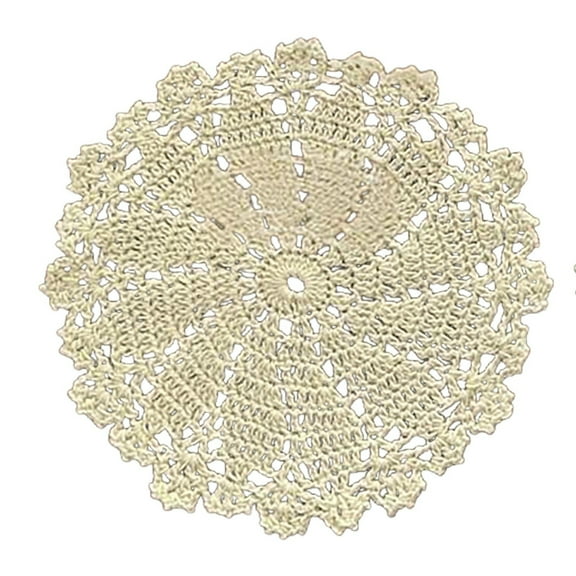 CSSJKYJ Damanni Beige Cotton Handmade Crochet Lace Tablecloth Doilies Table Overlay,Round,18cm