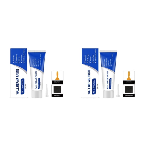 CSSJKYJ Drywall Repair Kit, 200g Wall Mending Agent- 2 Pack, Wall Spackle Repair Kit with Scraper, Patch for Wall Hole Filler, White Spackle Wall Repair Paste, Plaster Dent