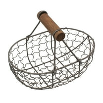 CSSJKYJ Egg Basket for Gathering Fresh Eggs Farmhouse Metal Wire Egg Basket Vintage Style Egg Collecting Basket Fruit Basket Bread Basket Potato Storage Basket with Handle Black
