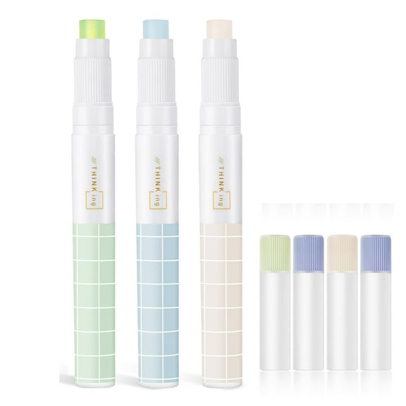 CSSJKYJ Glue Stick Refills for Pen-Style Adhesive, 4 Packs Replacement Cartridges, Grid Pattern Design, Pastel Colors, Compatible with Standard Pen-Style Glue Applicators.