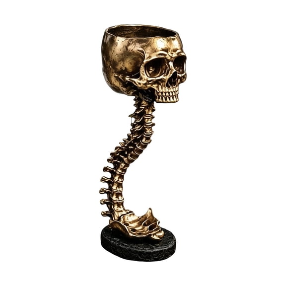 CSSJKYJ Gothic Skull Planter, Gold Skeleton Vase for Goth Home Decor 5.9" skeleton flower pot, indoor plant container for Halloween & bathroom decor;skull pot self watering