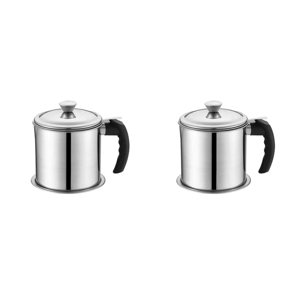 CSSJKYJ Grease Container, Bacon Grease Container with Strainer, Cooking Oil Keeper with Lid and Easy-Grip Handle (1.4L & 1.8L)