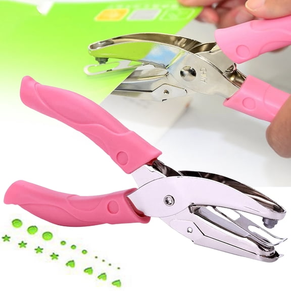 CSSJKYJ Handheld Hole Paper Punch Puncher for Craft Paper Tags Clothing Ticket DIY Scrapbook Tool, with Pink Soft Handheld Grip (Small Circle 1/16inch)