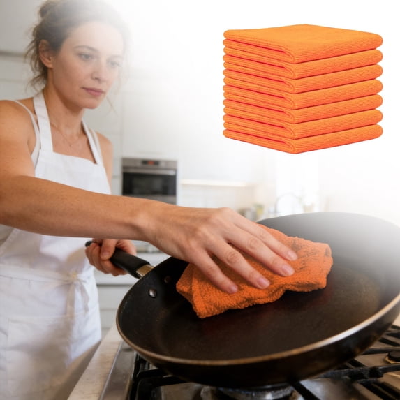 CSSJKYJ Microfiber Cleaning Cloth for Kitchen Housekeeping Dish Electronics Dust Rags Thick Lint Free Car Wash DryingTowel (12"x12") Orange-1 Pack