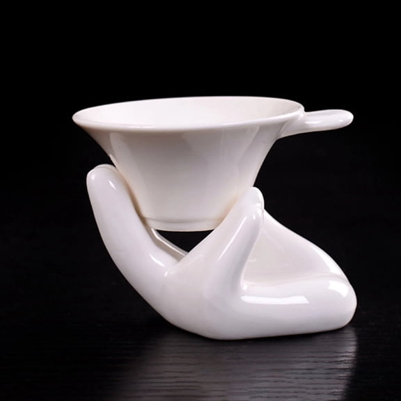 CSSJKYJ Mini Air Plant Holder Cute Ceramic Hand Shape Stand Airplants Tillandsia Small Container Pot Plant Decorative Home Decor for Desk Table Shelf, White, 1 Pack