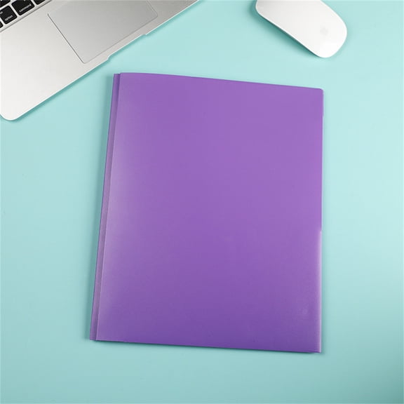 CSSJKYJ Pocket Folders with 3 Metal Prongs,Heavy Duty File Folders for Letter Size Paper, Poly Folders with Business Card Slot for Classroom Home and Office,Purple