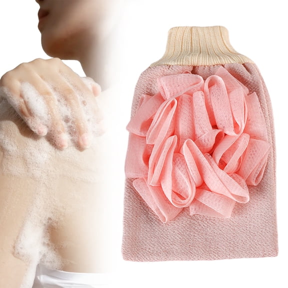 CSSJKYJ Reusable Exfoliating Glove Body Scrubber for Deep Cleansing Shower Exfoliator, Soft Yet Effective Texture Essential for Bathrooms, Gym Bags, Travel Kits, Daily Body Care Pink