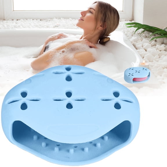 CSSJKYJ Silicone Shower Steamer Holder with Suction Cup - 3.5x3.5x1.6in - Draining Soap Dish & Bath Bomb Hanger for Bathroom, Bedroom & Living Room - Easy Clean(Blue)