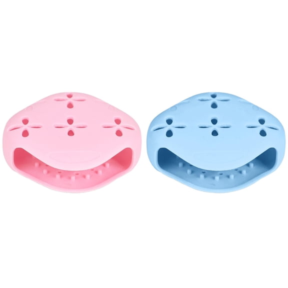 CSSJKYJ Silicone Shower Steamer Holder with Suction Cup - 3.5x3.5x1.6in - Draining Soap Dish & Bath Bomb Hanger for Bathroom, Bedroom & Living Room - Easy Clean(Pink+Blue)