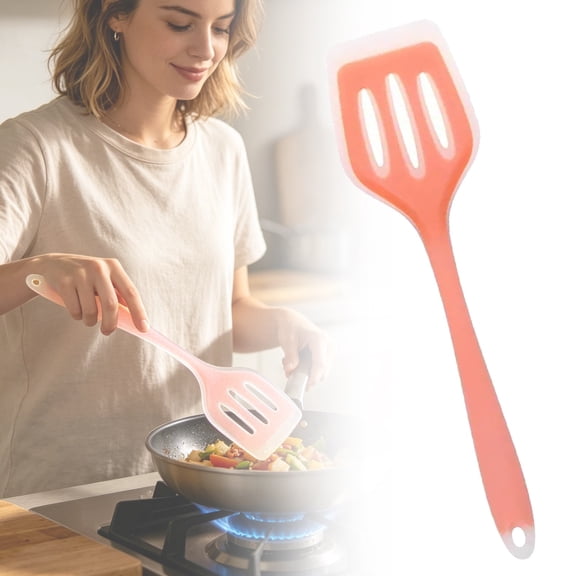 CSSJKYJ Silicone Solid Turner, Non Stick Slotted Kitchen Spatulas, High Heat Resistant BPA Free Cooking Utensils, Ideal Cookware for Fish, Eggs, Pancakes(Orange)