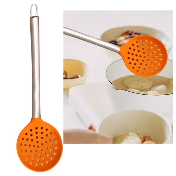 CSSJKYJ Silicone Wok Skimmer – Non-Scratch Slotted Spoon for Cooking Frying,Orange