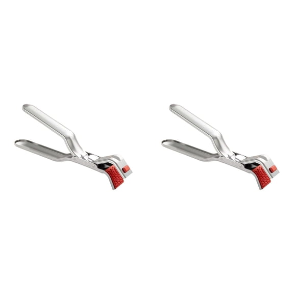 CSSJKYJ Stainless Steel Hot Plate Gripper Tongs,Anti Scald Bowl Holder Clip,Multi-Function Anti-Scald Clip Tongs,Heat Insulation Kitchen Pans Gripper for Microwave,Pizza Pan(2PCS)
