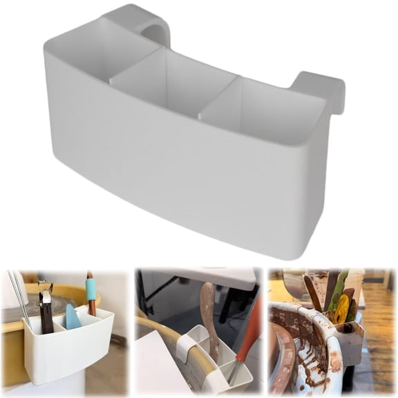 CSSJKYJ Universal Pottery Wheel Tool Holder, Adjustable 3-Slot Organizer, Easy-Clean White Tool Caddy for Potters, Studio Craft Storage