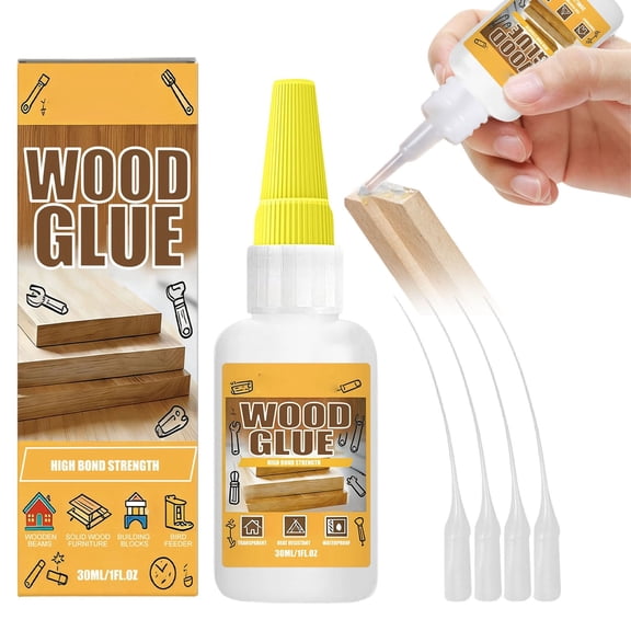 CSSJKYJ Wood Super Glue Liquid, Clear Instant Cyanoacrylate Adhesive for Wood Crafts Repair Woodworking, All Purpose CA Glue for Shoe Ceramic Plastic (1PC,30ml)