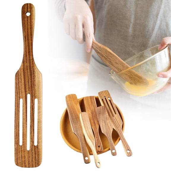 CSSJKYJ Wooden Spurtle 33.7CM Long Handle Flat Frying Spatula for Kitchen Stirring, Mixing, Serving, 13.3x2.56inch