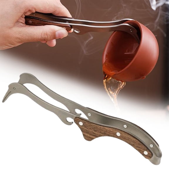 CSSJKYJ Wooden Tea Tongs, Small Tea Ceremony Tools, Anti-scalding Teacup Gripper Clips for Home Kitchen and Party Use(1PC,Brown)