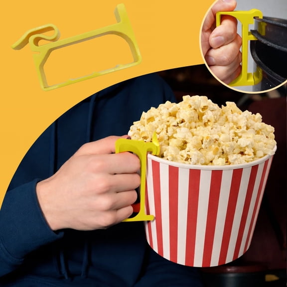 CSSJKYJ Yellow Large Popcorn Handle – Reusable Snack Container for Movie Night & Camping, Plastic Serving Bowl for Kitchen, Party Size