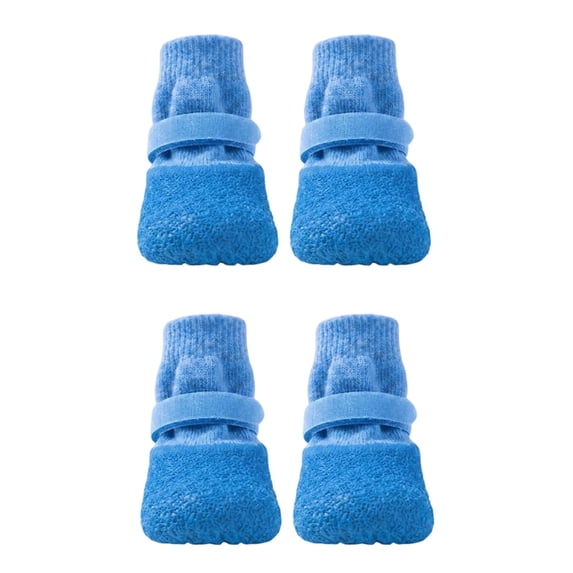 CSStudio 4 Pack Non Slip Dog Socks with Adjustable Straps, Waterproof Rubber Bottom Pet Paw Protector Booties, Anti Licking Traction Shoes for Indoor Floor & Light Outdoor Walks