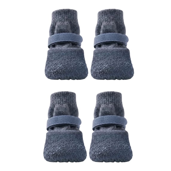 CSStudio 4 Pack Non Slip Dog Socks with Adjustable Straps, Waterproof Rubber Bottom Pet Paw Protector Booties, Anti Licking Traction Shoes for Indoor Floor & Light Outdoor Walks