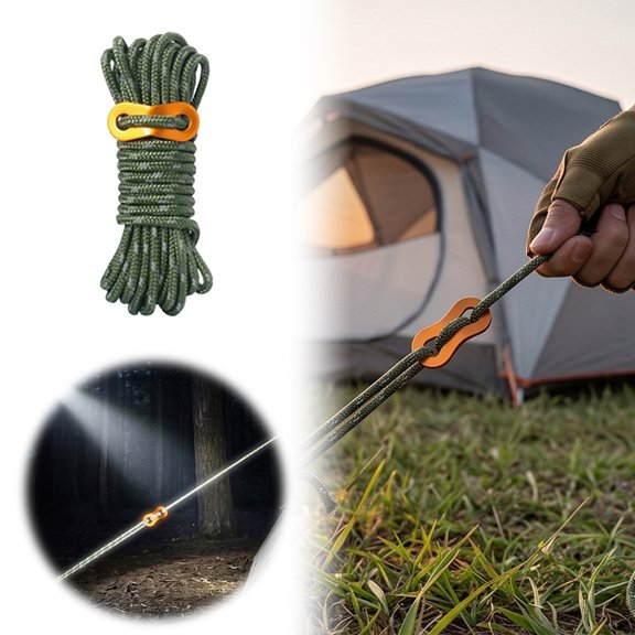 CSStudio 400cm Tent Guy Line with Adjustable Buckle, Polyester Camping Rope, Portable Outdoor Clothesline for Tent Awning Camping Hiking