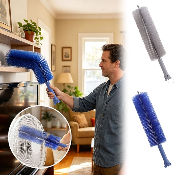 CSStudio Bendable Microfiber Fan Cleaning Brush PP Handle Washable Reusable Duster For Ceiling Fan Air Conditioner Vents Blinds Window Crevice Household Dust Remover Tool