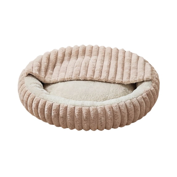 CSStudio Cozy Hooded Round Pet Bed, Soft Semi-Enclosed Cat Dog Bed, Double Sided Warm Calming Nest Bed for Small Medium Dogs & Cats, Anti- Winter Sleeping Cushion