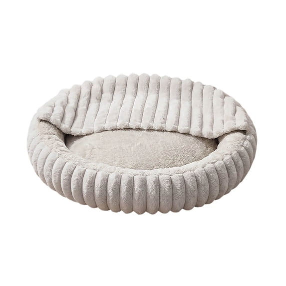 CSStudio Cozy Hooded Round Pet Bed, Soft Semi-Enclosed Cat Dog Bed, Double Sided Warm Calming Nest Bed for Small Medium Dogs & Cats, Anti- Winter Sleeping Cushion