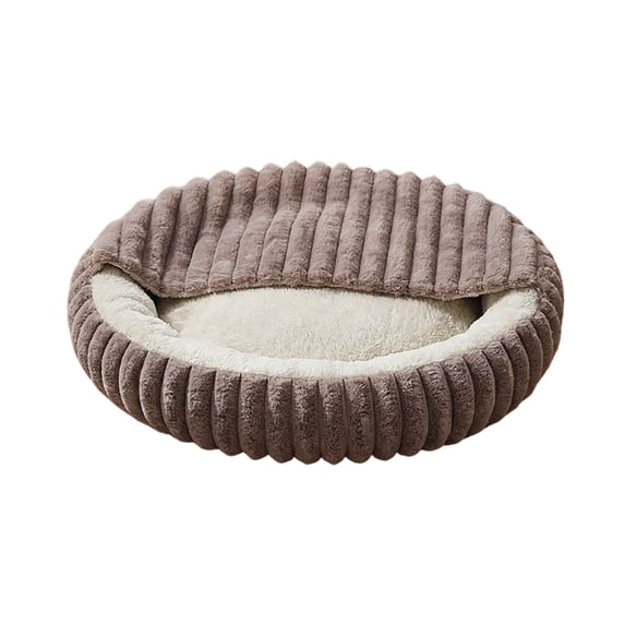 CSStudio Cozy Hooded Round Pet Bed, Soft Semi-Enclosed Cat Dog Bed, Double Sided Warm Calming Nest Bed for Small Medium Dogs & Cats, Anti- Winter Sleeping Cushion