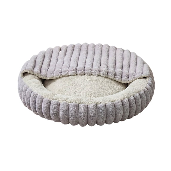 CSStudio Cozy Hooded Round Pet Bed, Soft Semi-Enclosed Cat Dog Bed, Double Sided Warm Calming Nest Bed for Small Medium Dogs & Cats, Anti- Winter Sleeping Cushion
